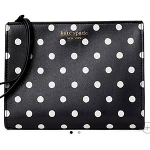 Kate Spade black white poka dot wristlet purse